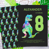 Invitation Garçons T-Rex Dino 8e fête d'anniversaire