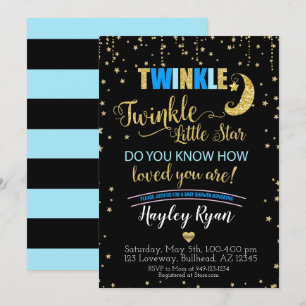Invitation Garçons Twinkle Twinkle Little Star Bleu Baby Show