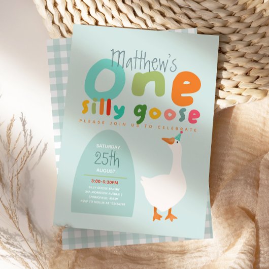 Invitation Garçons Un Silly Goose Blue Premier Anniversaire