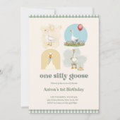 Invitation Garçons Un Silly Goose Blue Premier Anniversaire E (Devant)
