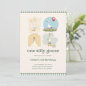 Invitation Garçons Un Silly Goose Blue Premier Anniversaire E (Debout devant)