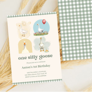 Invitation Garçons Un Silly Goose Blue Premier Anniversaire E