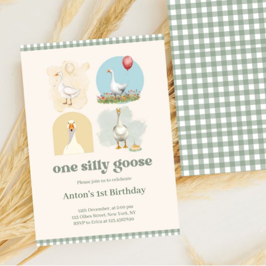 Invitation Garçons Un Silly Goose Blue Premier Anniversaire E
