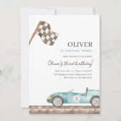 Invitation Garçons Voiture De Course Anniversaire, N'Importe  (Devant)