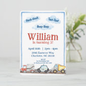 Invitation Garçons Voitures Voitures Aquarelle Fête d'anniver (Debout devant)