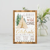 Invitation Garçons Wild One Tribal TeePee Premier anniversair (Debout devant)