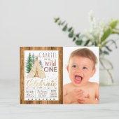 Invitation Garçons Wild One Tribal TeePee Premier anniversair (Debout devant)