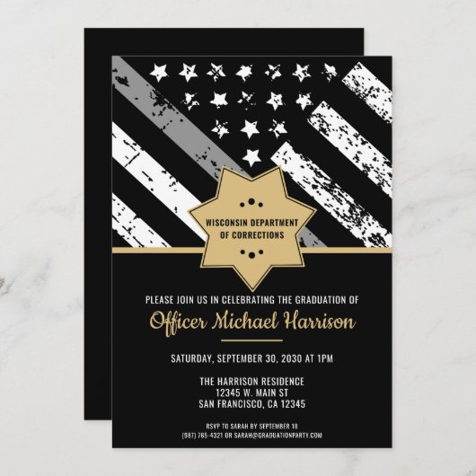 Invitation Garde de libération conditionnelle de l'agent corr (Devant / Derrière)