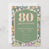 Invitation Garden 80 Years Loved Birthday Party (Devant)