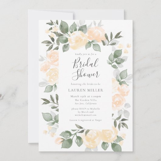 Invitation Garden BloomsInvitation de douche nuptiale (Devant)