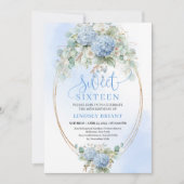 Invitation Garden Boho Blue Hydrangeas Sweet Sixteen Invite (Devant)