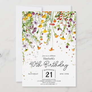 Invitation Garden Boho Fleurs sauvages 40e anniversaire