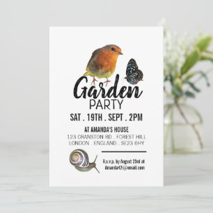 Invitation Garden Creatures, Rustic Garden Party