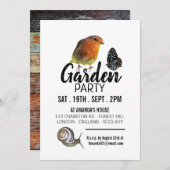 Invitation Garden Creatures, Rustic Garden Party (Devant / Derrière)