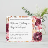 Invitation Garden Floral Bourgogne Script calligraphie Mariag (Debout devant)