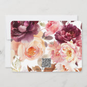Invitation Garden Floral Bourgogne Script calligraphie Mariag (Dos)