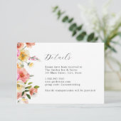 Invitation Garden Floral Wedding Details Card (Debout devant)