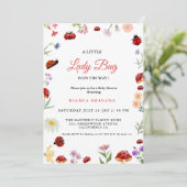Invitation Garden Flower Little Love Bug Baby shower (Debout devant)