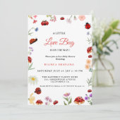 Invitation Garden Flower Little Love Bug Baby shower (Debout devant)
