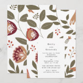 Invitation Garden Folk Florals Art Birds Botanical Mariage (Devant / Derrière)