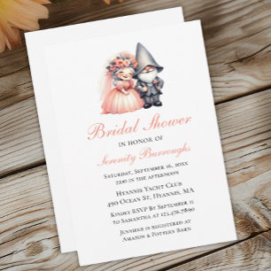 Invitation Garden Gnome Orange Fête des mariées mignonne Bois