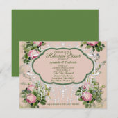 Invitation Garden Green - Soft Pink Roses Répétition dîner (Devant / Derrière)