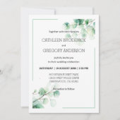 Invitation Garden Green Watercolor Eucalyptus Leaves Wedding (Devant)
