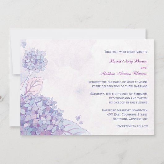 Invitation Garden Hydrangeas Luxe Floral Mariage (Dos)