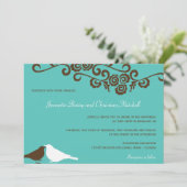 Invitation Garden inséparables turquoise moderne élégance mar (Debout devant)