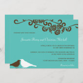 Invitation Garden inséparables turquoise moderne élégance mar (Devant / Derrière)