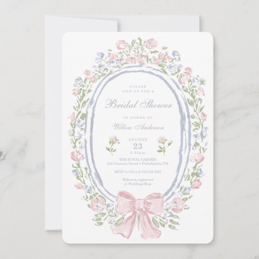 Invitation Garden Manor Painted Flowers Bridal Shower (Devant)