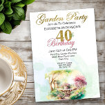 Invitation Garden Party 40e anniversaire<br><div class="desc">Jolie Watercolor Garden Party 40e anniversaire Invitations. Il Est Facile De Changer L'Exemple De Texte En Vous Propre En Cliquant Sur Personnaliser. Cliquez Sur Personnaliser Pour Modifier Le Type De Police,  La Couleur De Police,  La Taille De Police Ou Pour Ajouter/Supprimer/Modifier Le Texte Ou Les Éléments De Création.</div>