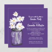 Invitation Garden Party Mason Jar & White Daisies (Devant / Derrière)
