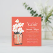 Invitation Garden Party Mason Jar & White Daisies (Debout devant)