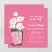 Invitation Garden Party Mason Jar & White Daisies (Devant / Derrière)