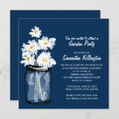 Invitation Garden Party Mason Jar & White Daisies (Devant / Derrière)