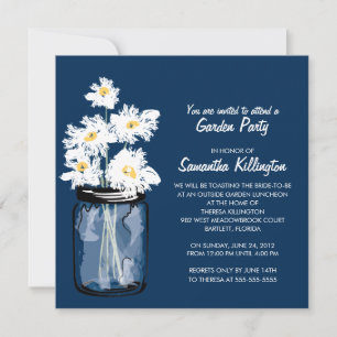 Invitation Garden Party Mason Jar & White Daisies