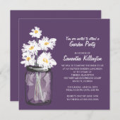 Invitation Garden Party Mason Jar & White Daisies (Devant / Derrière)