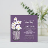 Invitation Garden Party Mason Jar & White Daisies (Debout devant)