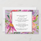 Invitation Garden Purple Rose Floral Grad Party (Devant)