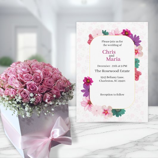 Invitation Garden Romance: Light Pink Floral Wedding