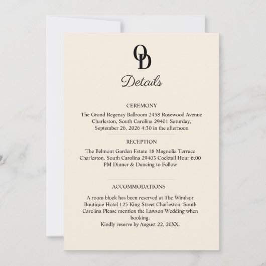 Invitation Garden Romantic Pastel Floral Wedding Details  (Devant)