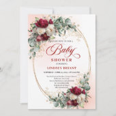 Invitation Garden Rustic Maroon Peonies Baby Shower Invitatio (Devant)