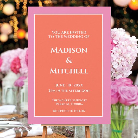 Invitation Garden Sunrise Pink Orange Aquarelle Mariage