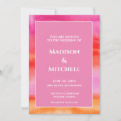 Invitation Garden Sunrise Pink Orange Aquarelle Mariage (Devant)