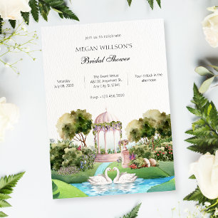 Invitation Garden swan minimaliste élégante douche nuptiale