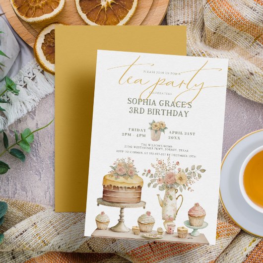 Invitation Garden Tea Party Cute Anniversaire de enfant