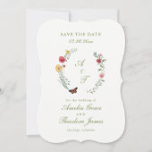Invitation Garden Wedding Die Cut Save the Date Card (Devant)