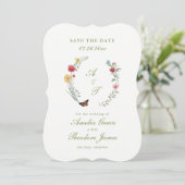 Invitation Garden Wedding Die Cut Save the Date Card (Debout devant)