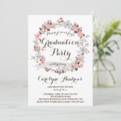 Invitation Garden Wreath | Graduation florale rose et gris (Debout devant)